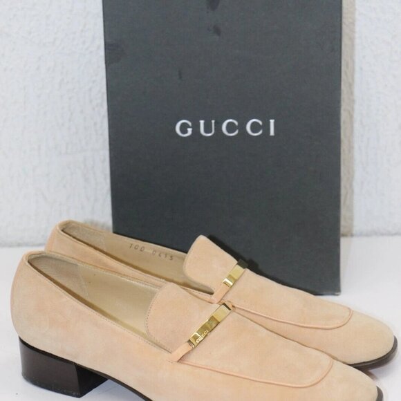 GUCCI Women's Horsebit Suede Loafers Size 9.5 - Beige - Picture 1 of 16